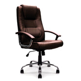 Nautilus Designs Westminster High Back Leather Faced Executive Office Chair With Integral Headrest and Fixed Arms Brown - DPA2008ATG/LBW DD